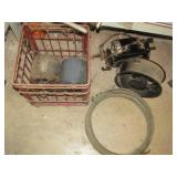 CONTENTS ON SHELF - GREASE GUN ,MOLD TRAP, 3 MOTOR