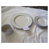 12+ PIECES BLUE & WHITE DINNERWARE