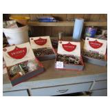 4 CIGAR BOXES  WASHERS ,CARRIAGE BOLTS, MORE