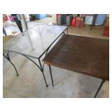 GLASS TOP WROUGHT IRON TABLE ;WOOD CARD TABLE