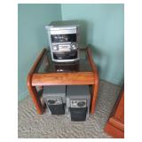 PHILLIPS STEREO SYSTEM ; OAK 2 TIER GLASS TOP  END