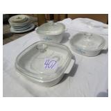 3 PIECES CORNINGWARE BAKEWARE W/ LIDS