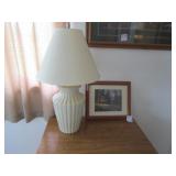 CABIN ON HILL BY STREAM ; MODERN TABLE LAMP
