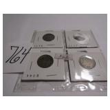 4- V- NICKELS - 1890,1897, 1908, 1912