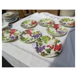 7- PAINTED GRAPE DINNER PLATES -SOME W/ CHIPS
