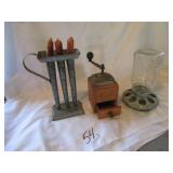 CANDLE HOLDERS ; COFFEE MILL ; CHICK FEEDER