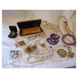 ESTATE JEWELRY ; GOLD RIM GLASSES
