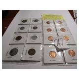 8- FOREIGN COINS ; 8- US TREASURY COMM. COINS