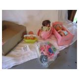 3 VINTAGE DOLL TOYS & DOLL CLOTHES