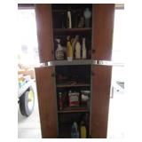CABINET FULL OF OIL ,CLEANING SUPPLIES ; MORE