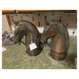 2 STEEL BRONZE COATED HORSE HEAD HITCHING POST