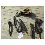 CAST IRON PULLEY ; 4 ADJUSTABLE WRENCHES ; MORE