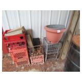 METAL MILK CRATES ; LAWN MOWER AXLE & TIES ;PLYWOD