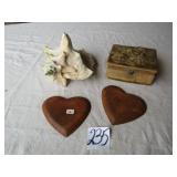 LARGE SEA SHELL ; PAPER MACHE SEWING BOX ; MORE
