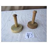 2 WOODEN BUTTER PRESSES