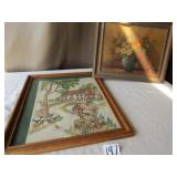 2 OLD PICTURES - ONE NEEDLE POINT