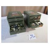 2 VINTAGE METAL COUNTRY STORE SEWING DISPLAY CASES