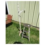 WOOD ADJUSTABLE FLOOR LAMP ; 2 STEP WOOD STEPSTOOL