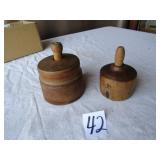 2- WOODEN BUTTER MOLDS, - DOUBLE LEAF 4' - 5'