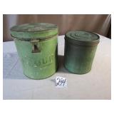FLOUR TIN ,SUGAR TIN IN GREEN