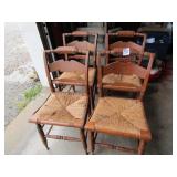 SET OF 4 VINTAGE ROPE BOTTOM DINING TABLE CHAIRS