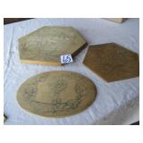 3- WOOD BOWL REST W/ STENCILING