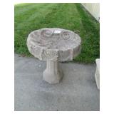 EARLY CONCRETE SEA SHELL PATTERN BIRD BATH 22' T