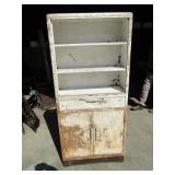 METAL KITCHEN PANTRY CABINET, open shelf top-