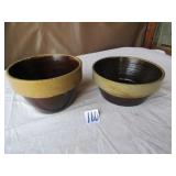 2- BROWN & TAN STONE BOWLS