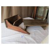 PRIMITIVE WOOD RISER ; PRIMITIVE WALL SHELF W/