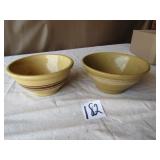 2 YELLOWWARE BOWLS - ONE IS MARKED RRP CO