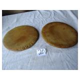 2 EARLY WOOD  BREAD CUTTING BOARDS- 101/2  & 111/2