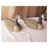 2 EARLY PAPER MACHE GOOSE DECOYS