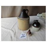 3- STONE JUGS - LARGE ONE HAS SEVERAL CHIPS