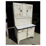 SELLER'S BAKER'S CABINET W/ TAG, GREEN PAINT