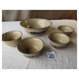 LARGE PFALTZGRAFT BOWL ; 4 SMALL BOWLS