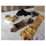 VINTAGE LEATHER LADIES GLOVES ; 5 MEN'S COLLARS