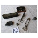 DRESS BRUSH ; CANDLE TRIMMMER' GOLD RIM EYE