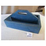 OLD BLUE PAINTED WOOD TOTE