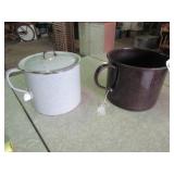 2 GRANITE PANS W/ SIDE HANDLES