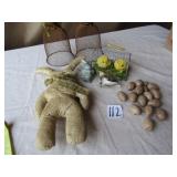 EARLY RUBBER BUNNY ; EGGS ; BIRD NEST ; MORE