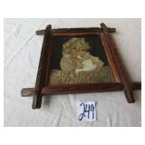 EARLY PICTURE FRAME W/ BABY PICTURE W/ REAL HAIR