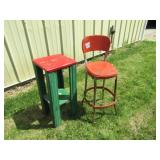 RED METAL KITCHEN STOOL CHAIR ; PLANT STAND --PICK