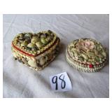 2 EARLY SEA SHELL JEWELRY BOXES