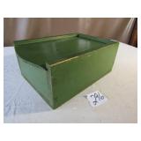 PRIMITIVE GREEN PAINTED SLIDE LID STORAGE BOX