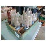 WOOD POP CRATE W/ 15+ OLD POP BOTTLES