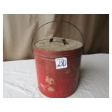 EARLY TIN STORAGE CONTAINER W/ WIRE HANDLE