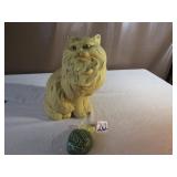 14' CHALK CAT W/ GLASS EYES ; BIRD STRING NEST