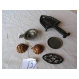 CAST IRON TRIVET ; TINWARE ; BUTTER MOLD