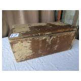 EARLY SQUARED NAIL BOX W/ LID W/ SOME OLD TAN